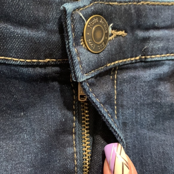 Mudd Flx Stretch Frayed Hem Dark Wash Jean Shorts - Picture 7 of 9